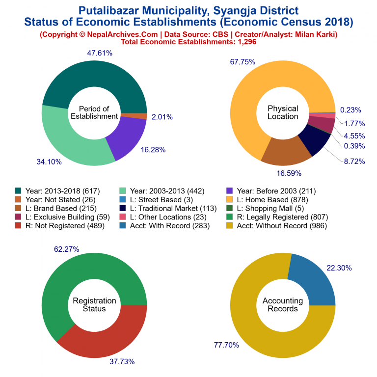 NEC 2018 Economic Establishments Charts of Putalibazar Municipality