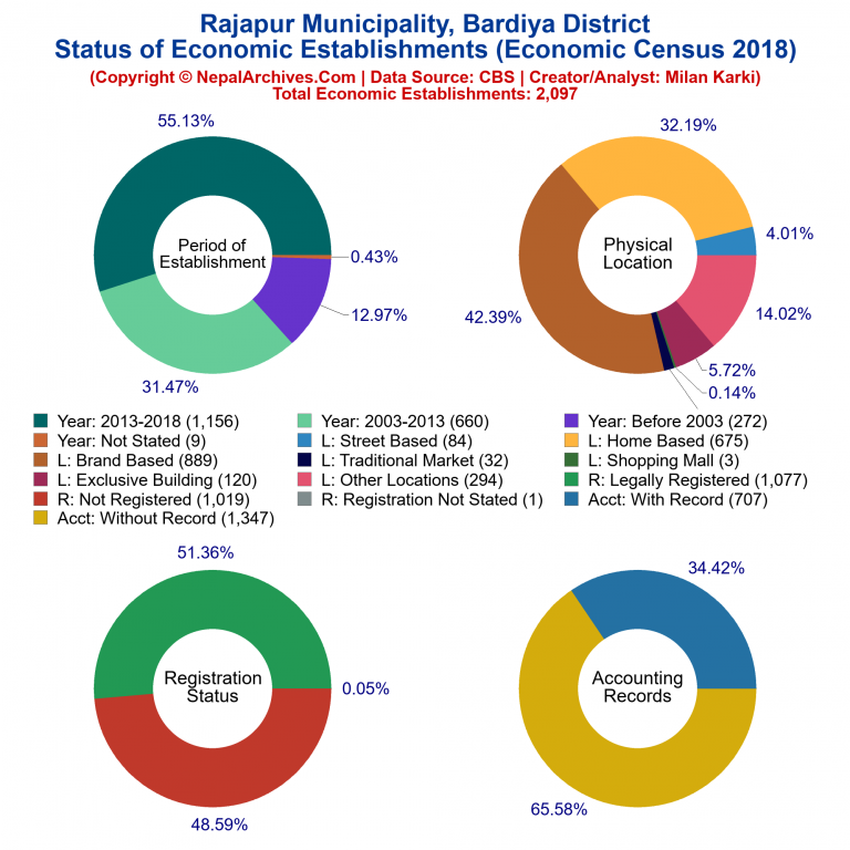 NEC 2018 Economic Establishments Charts of Rajapur Municipality