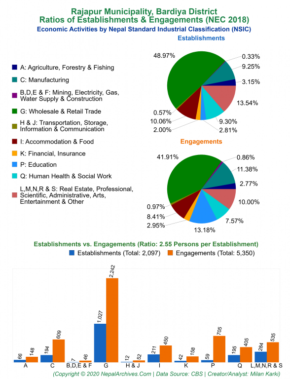 Economic Activities by NSIC Charts of Rajapur Municipality