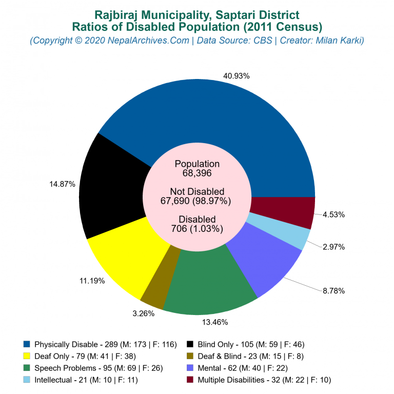 Disabled Population Charts of Rajbiraj Municipality