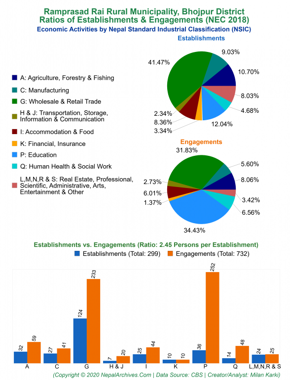 Economic Activities by NSIC Charts of Ramprasad Rai Rural Municipality