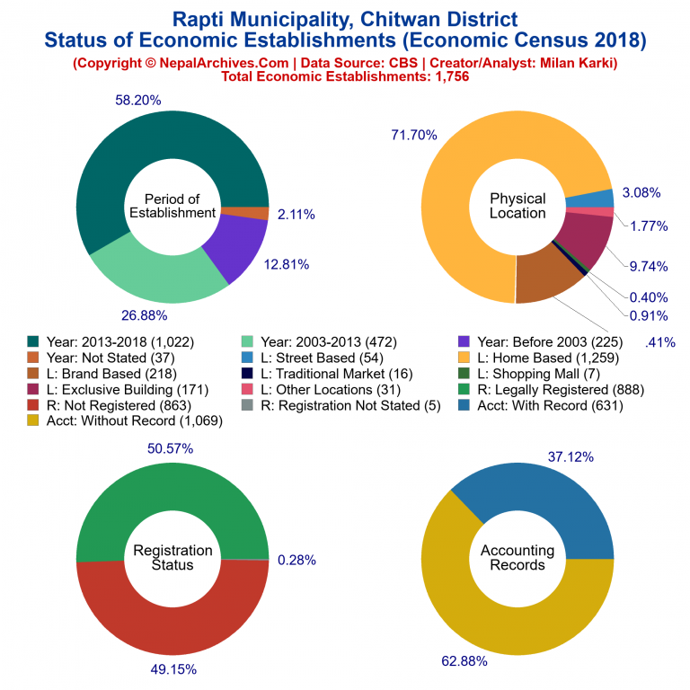 NEC 2018 Economic Establishments Charts of Rapti Municipality