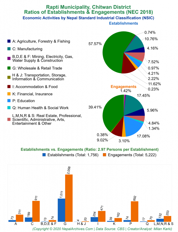 Economic Activities by NSIC Charts of Rapti Municipality