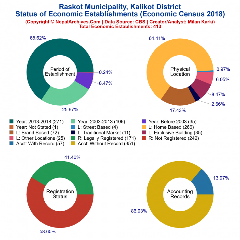 NEC 2018 Economic Establishments Charts of Raskot Municipality