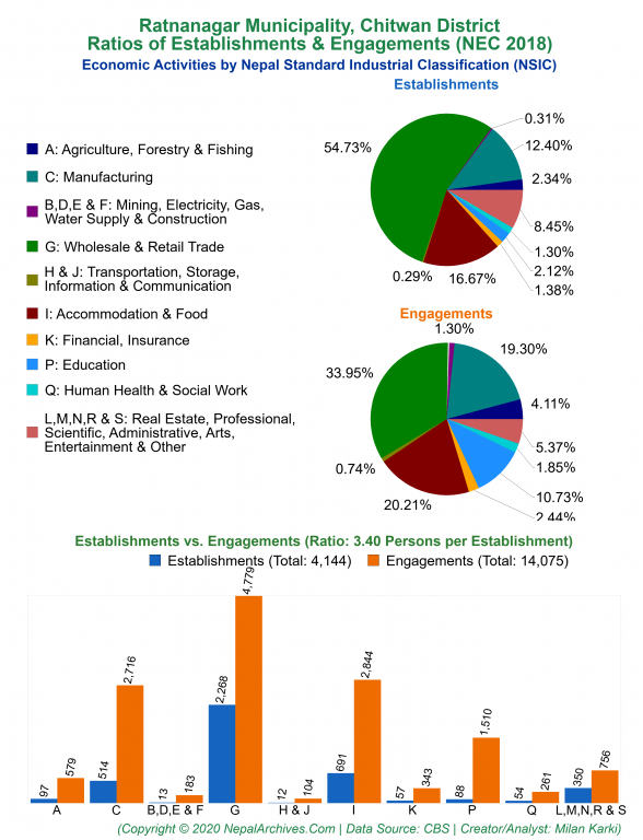 Economic Activities by NSIC Charts of Ratnanagar Municipality