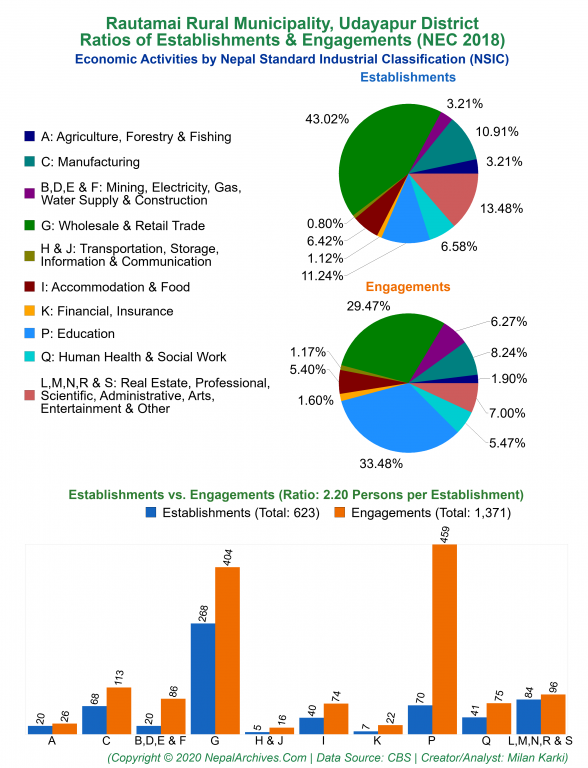 Economic Activities by NSIC Charts of Rautamai Rural Municipality