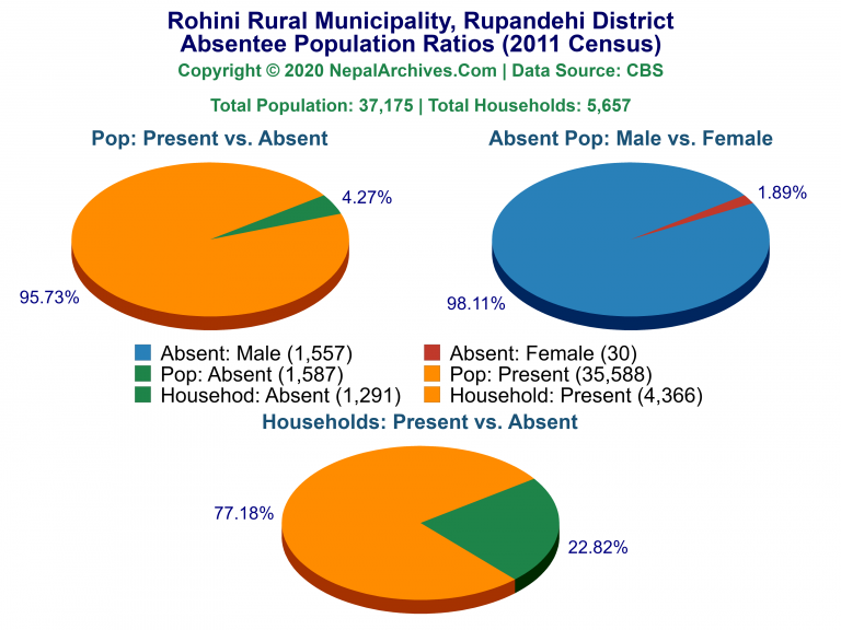 Ansentee Population Pie Charts of Rohini Rural Municipality