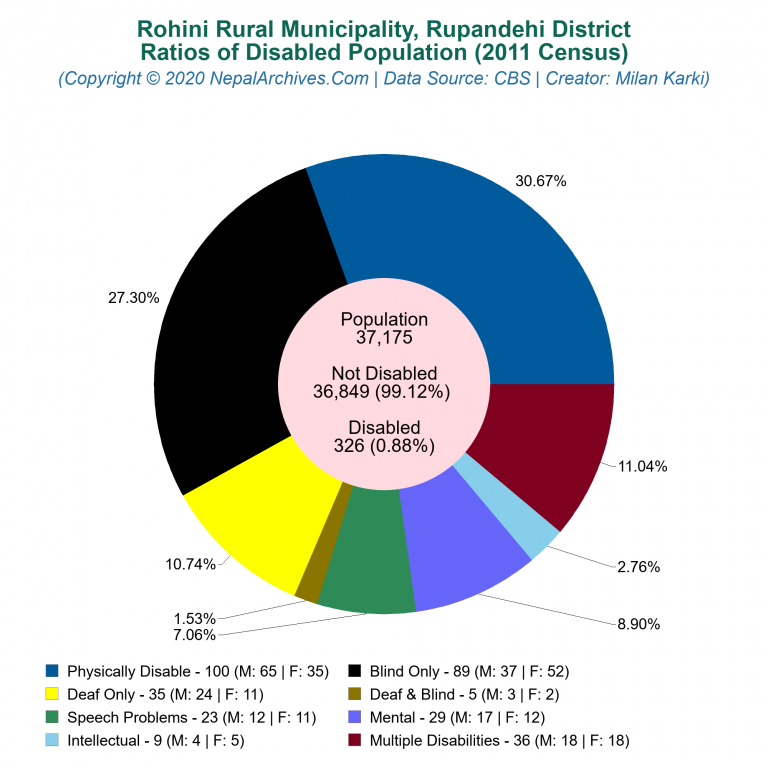 Disabled Population Charts of Rohini Rural Municipality