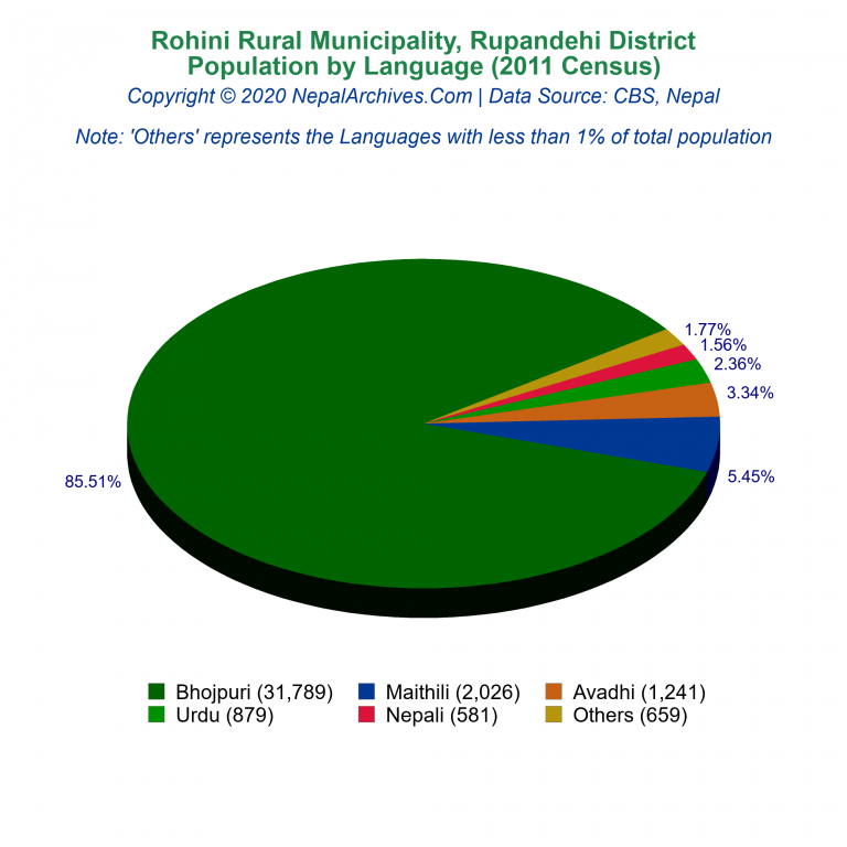 Population by Language Chart of Rohini Rural Municipality