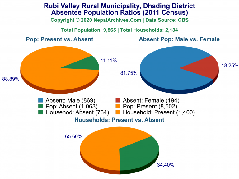 Ansentee Population Pie Charts of Rubi Valley Rural Municipality