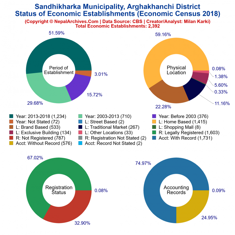 NEC 2018 Economic Establishments Charts of Sandhikharka Municipality