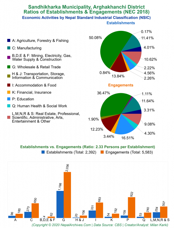 Economic Activities by NSIC Charts of Sandhikharka Municipality