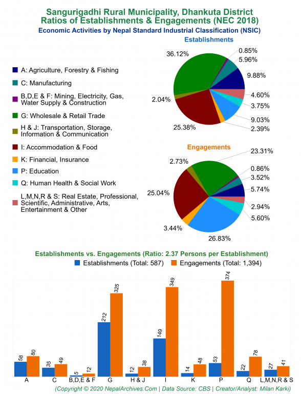 Economic Activities by NSIC Charts of Sangurigadhi Rural Municipality
