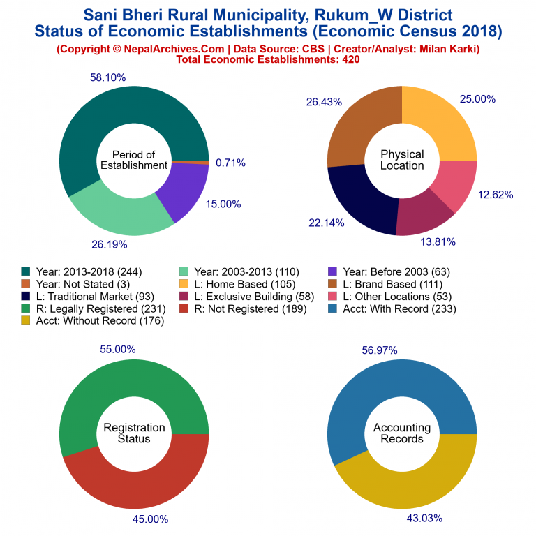 NEC 2018 Economic Establishments Charts of Sani Bheri Rural Municipality