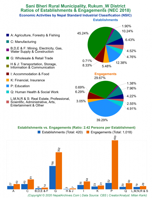 Economic Activities by NSIC Charts of Sani Bheri Rural Municipality