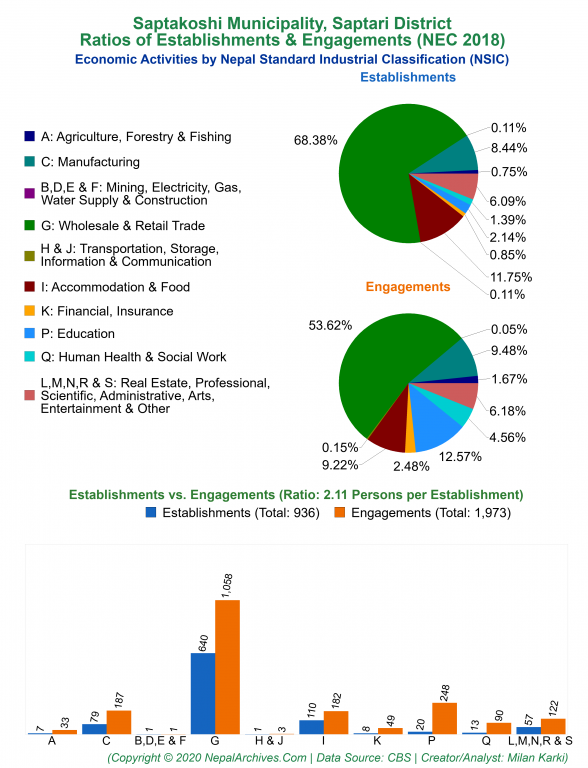 Economic Activities by NSIC Charts of Saptakoshi Municipality