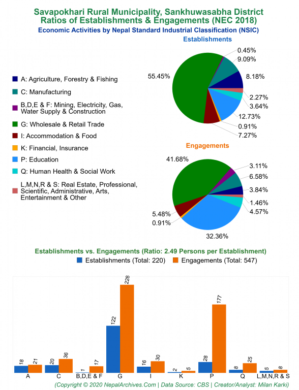 Economic Activities by NSIC Charts of Savapokhari Rural Municipality