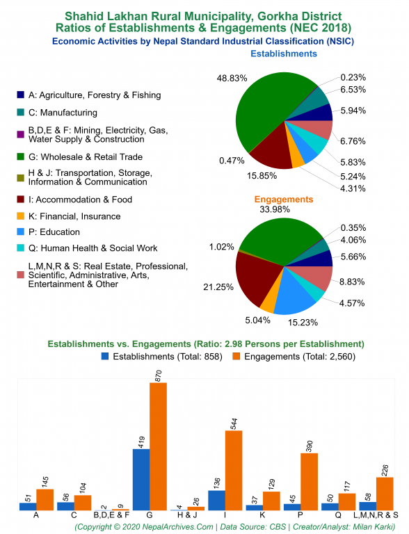 Economic Activities by NSIC Charts of Shahid Lakhan Rural Municipality