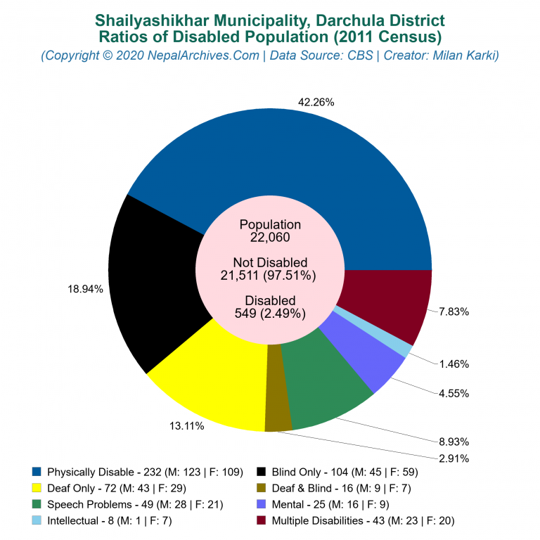 Disabled Population Charts of Shailyashikhar Municipality