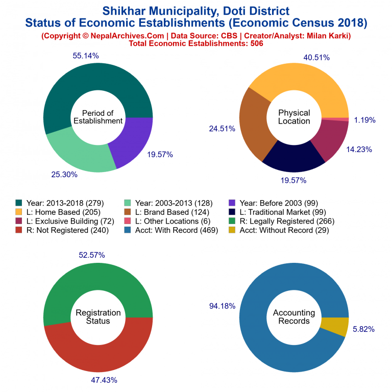 NEC 2018 Economic Establishments Charts of Shikhar Municipality