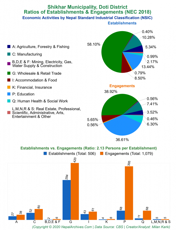 Economic Activities by NSIC Charts of Shikhar Municipality