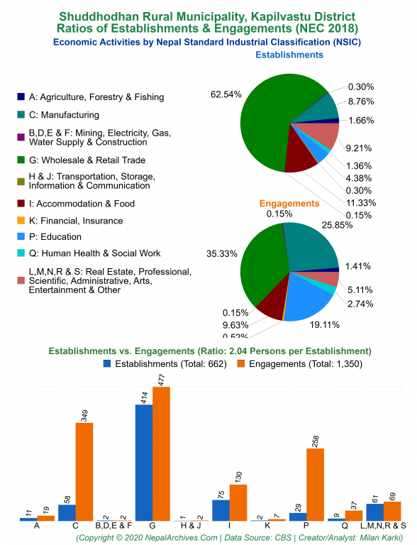 Economic Activities by NSIC Charts of Shuddhodhan Rural Municipality