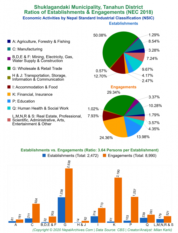 Economic Activities by NSIC Charts of Shuklagandaki Municipality