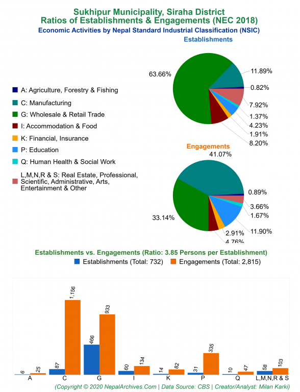 Economic Activities by NSIC Charts of Sukhipur Municipality