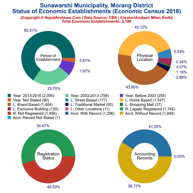 NEC 2018 Economic Establishments Charts of Sunawarshi Municipality