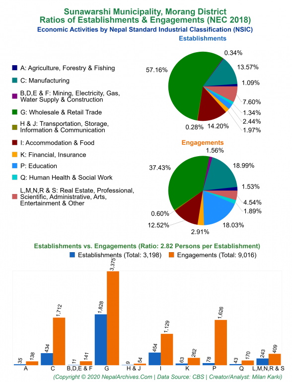Economic Activities by NSIC Charts of Sunawarshi Municipality