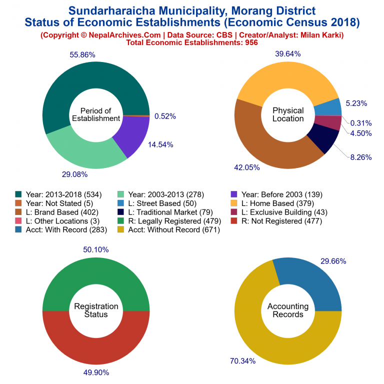 NEC 2018 Economic Establishments Charts of Sundarharaicha Municipality