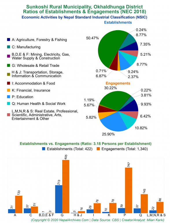 Economic Activities by NSIC Charts of Sunkoshi Rural Municipality