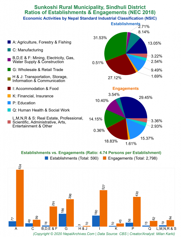 Economic Activities by NSIC Charts of Sunkoshi Rural Municipality