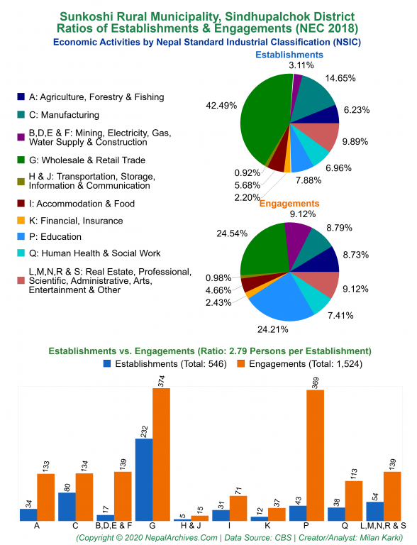 Economic Activities by NSIC Charts of Sunkoshi Rural Municipality