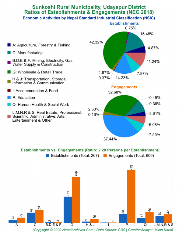 Economic Activities by NSIC Charts of Sunkoshi Rural Municipality