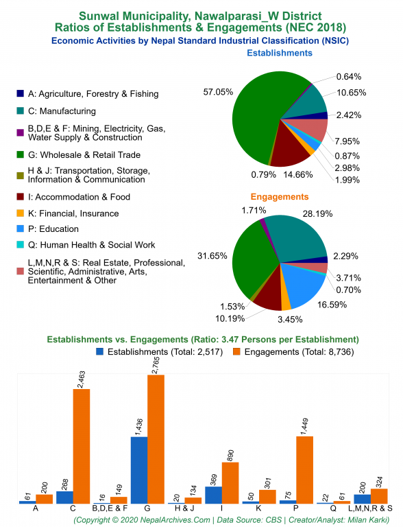 Economic Activities by NSIC Charts of Sunwal Municipality