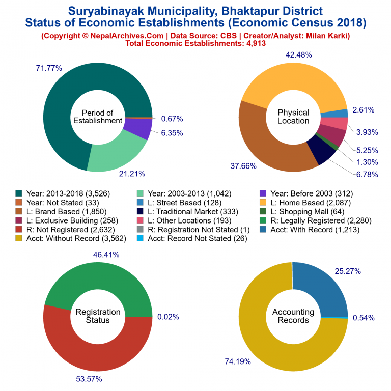 NEC 2018 Economic Establishments Charts of Suryabinayak Municipality
