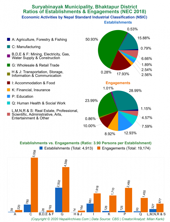 Economic Activities by NSIC Charts of Suryabinayak Municipality