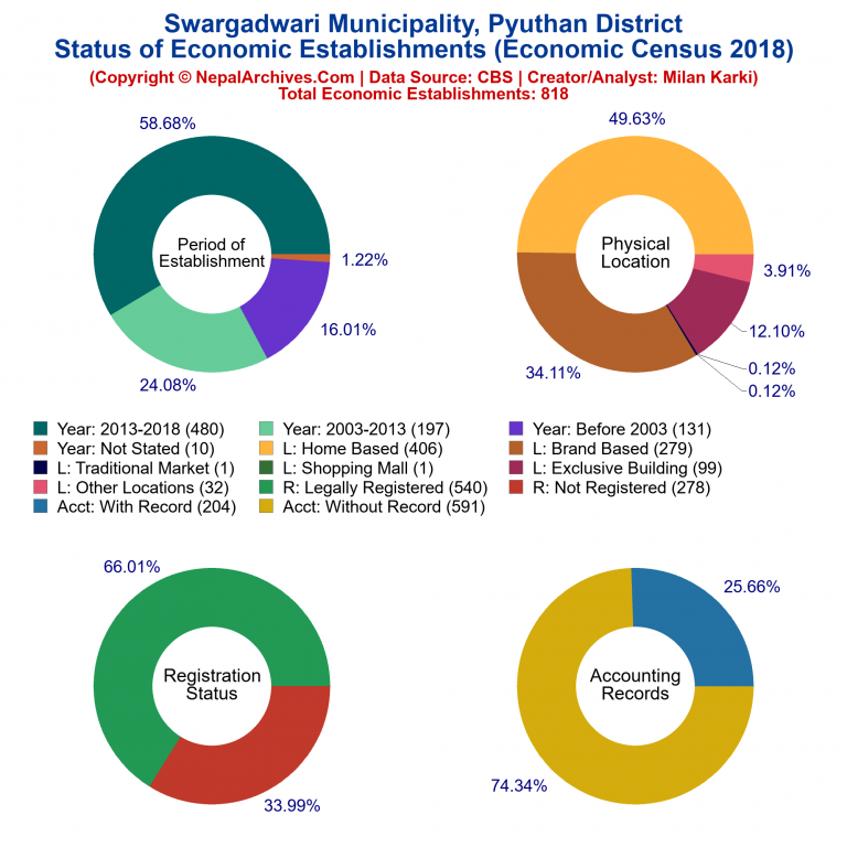 NEC 2018 Economic Establishments Charts of Swargadwari Municipality