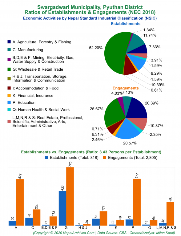 Economic Activities by NSIC Charts of Swargadwari Municipality