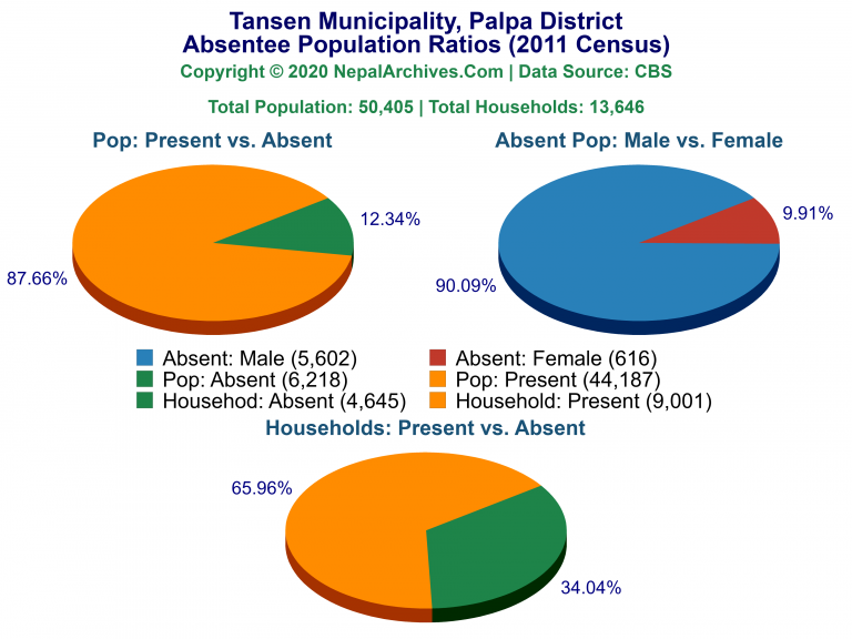 Ansentee Population Pie Charts of Tansen Municipality