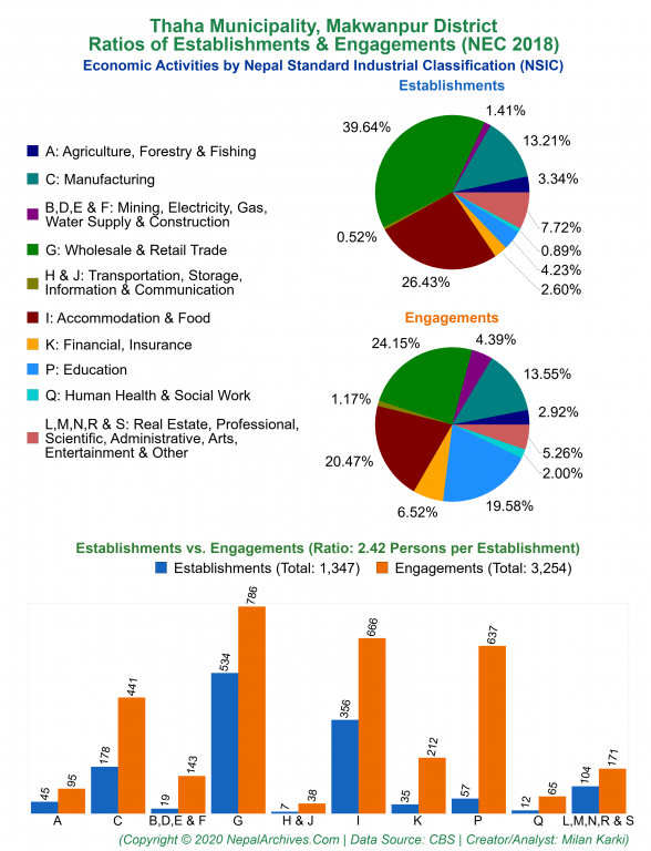 Economic Activities by NSIC Charts of Thaha Municipality