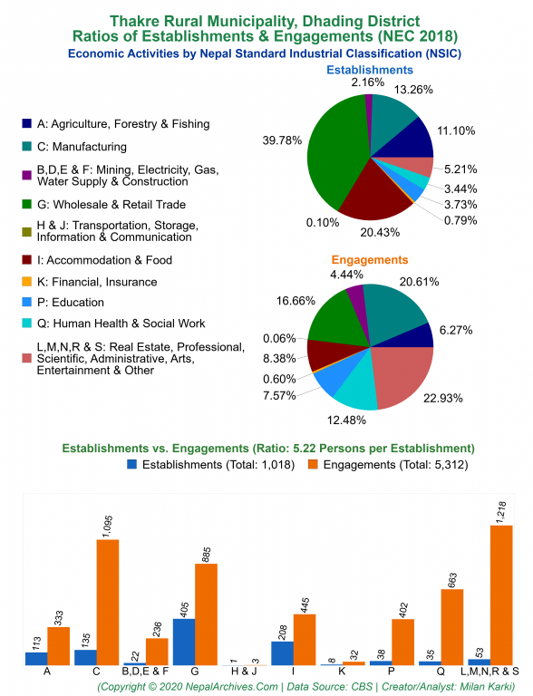 Economic Activities by NSIC Charts of Thakre Rural Municipality