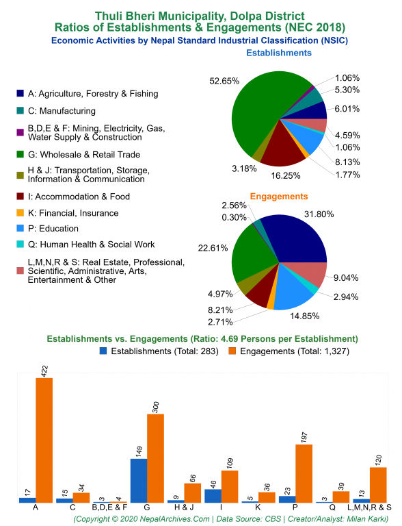 Economic Activities by NSIC Charts of Thuli Bheri Municipality