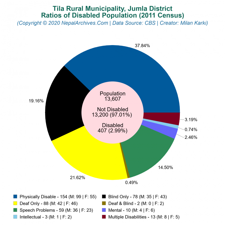 Disabled Population Charts of Tila Rural Municipality