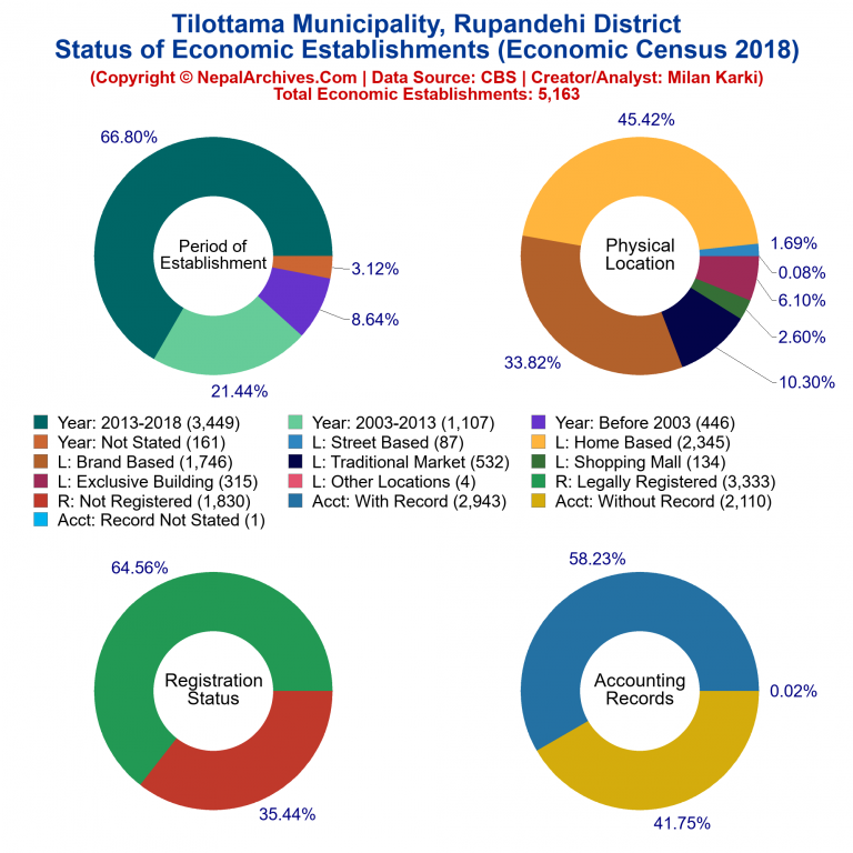 NEC 2018 Economic Establishments Charts of Tilottama Municipality