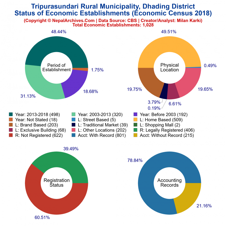 NEC 2018 Economic Establishments Charts of Tripurasundari Rural Municipality