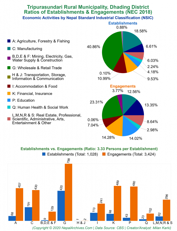 Economic Activities by NSIC Charts of Tripurasundari Rural Municipality