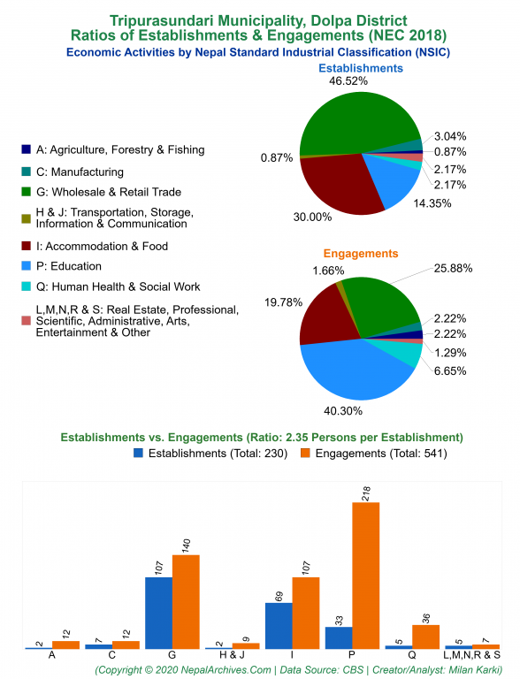 Economic Activities by NSIC Charts of Tripurasundari Municipality