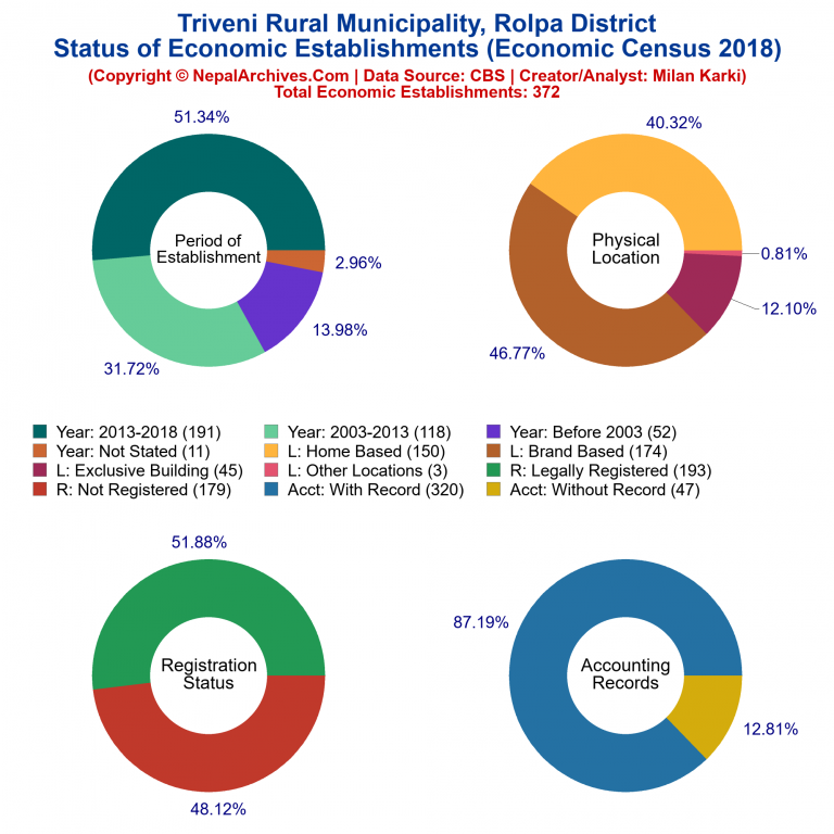 NEC 2018 Economic Establishments Charts of Triveni Rural Municipality